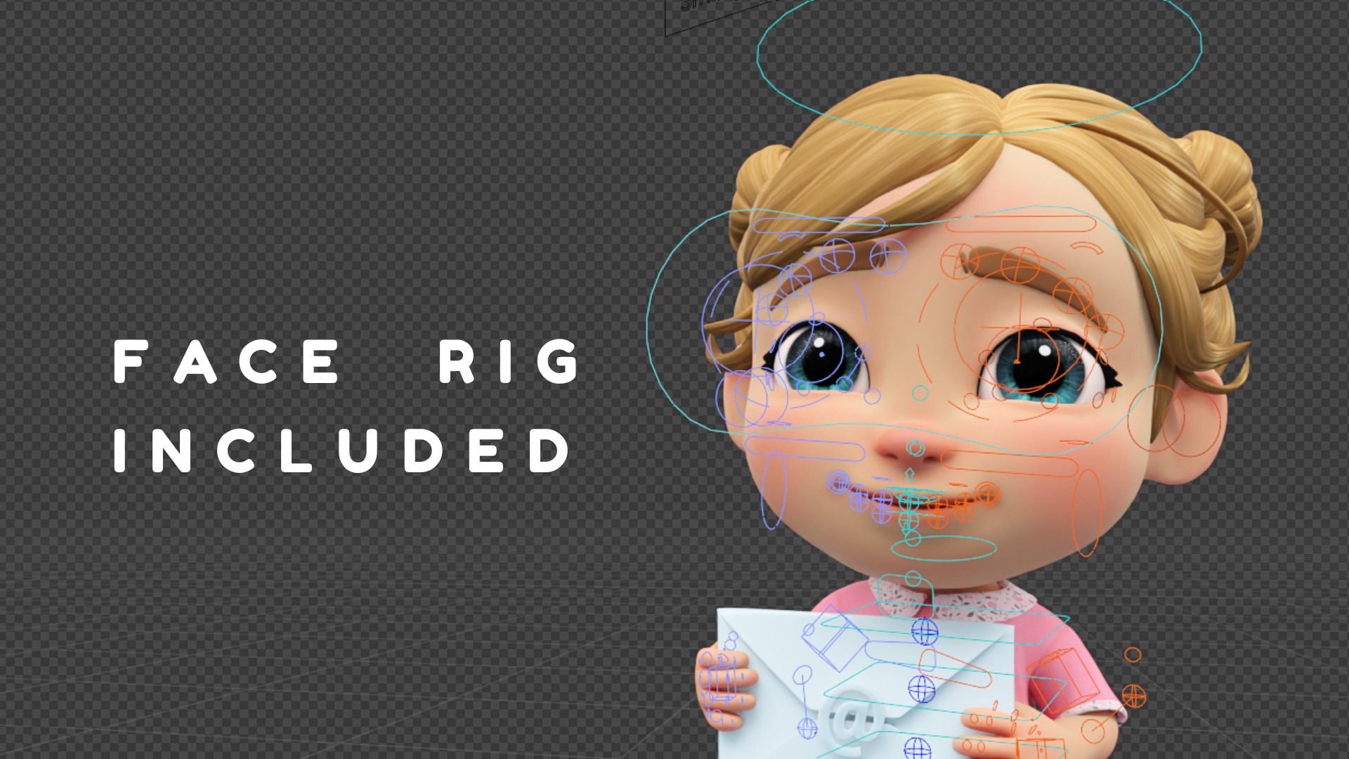 Cartoon Baby Girl - Rigged 3D Character in Blender with face rig